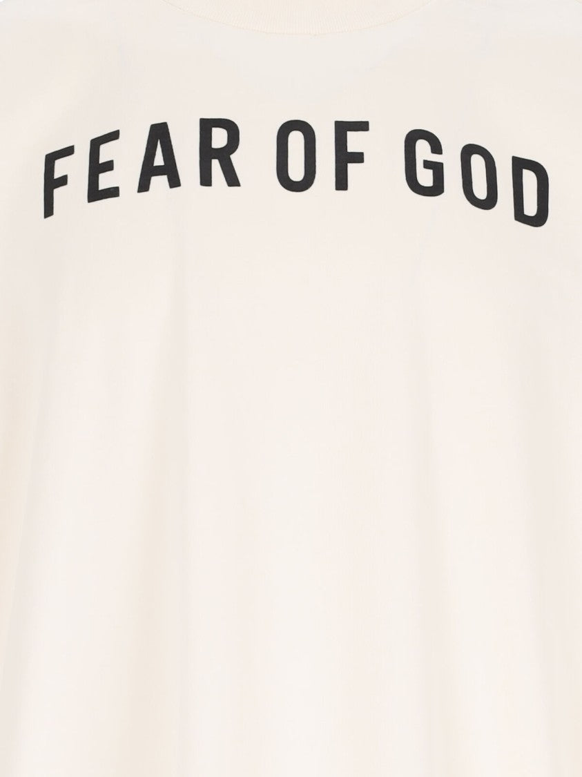 Fear Of God Thunderbird Logo T-Shirt In Cream Cotton