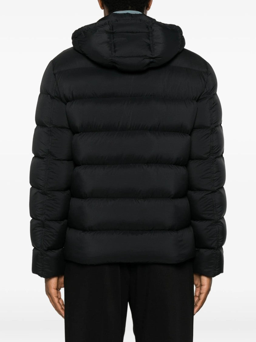 Herno Black Quilted Puffer Jacket With Adjustable Hood And Boxy Fit