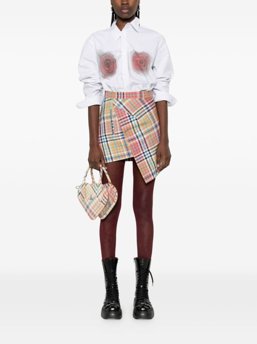 Vivienne Westwood Beige Multicolour Plaid Layered Mini Skirt