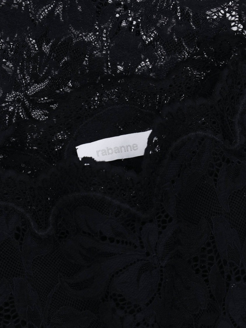 Rabanne Black Floral Lace Midi Skirt
