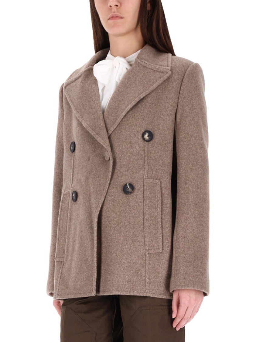 Tory Burch Double-Breasted Wool Blend Coat