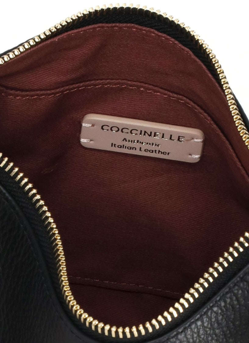 Coccinelle Crescent-Shaped Textured Leather Shoulder Bag