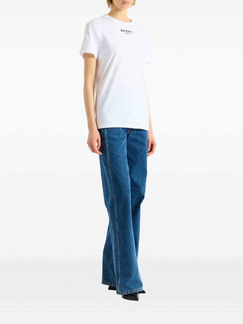 Balmain White Straight Fit Balmain Paris T-Shirt