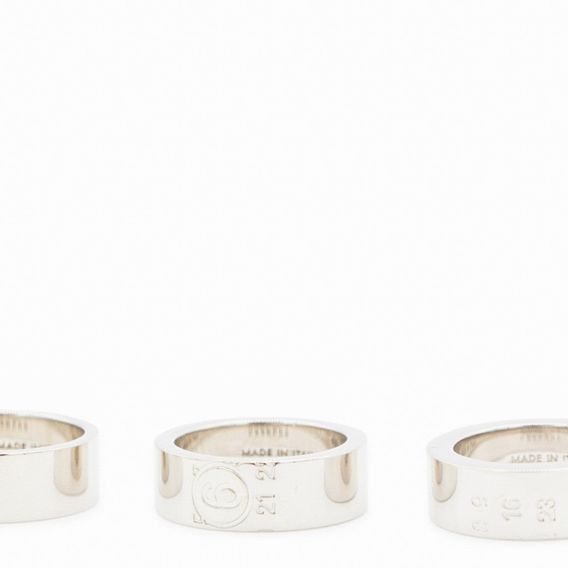 Mm6 By Maison Margiela Polished Silver-Tone Ring Set With Engraved Details