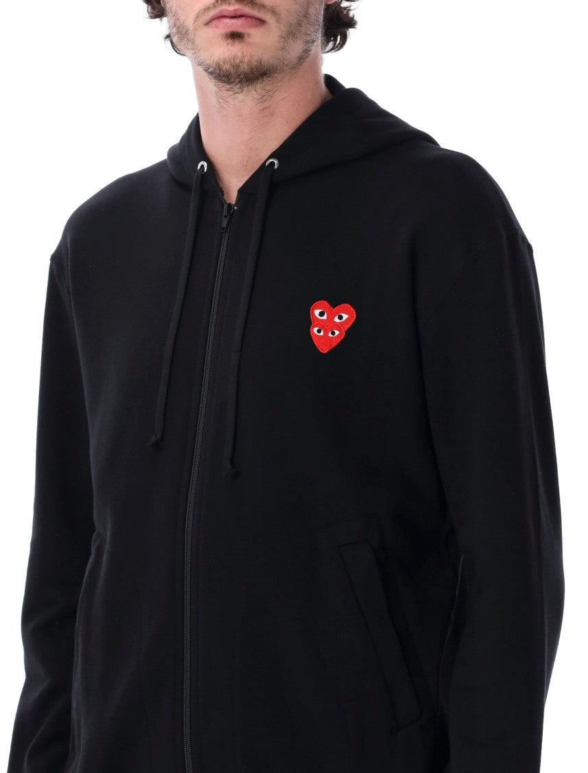 Comme Des Garçons Double Heart Full Zip Hoodie