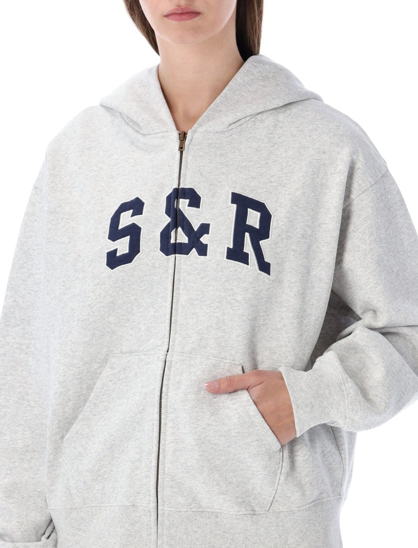 Sporty And Rich S&R Ivy Zip Hoodie In Melange Grey