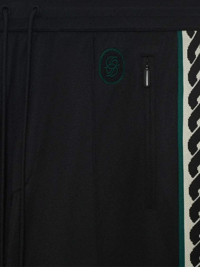 Drôle De Monsieur Straight-Leg Black Track Pants With Chain-Link Side Stripes