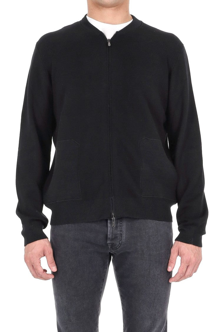 Drumohr Baseball Collar Merino Wool Full-Zip Sweater