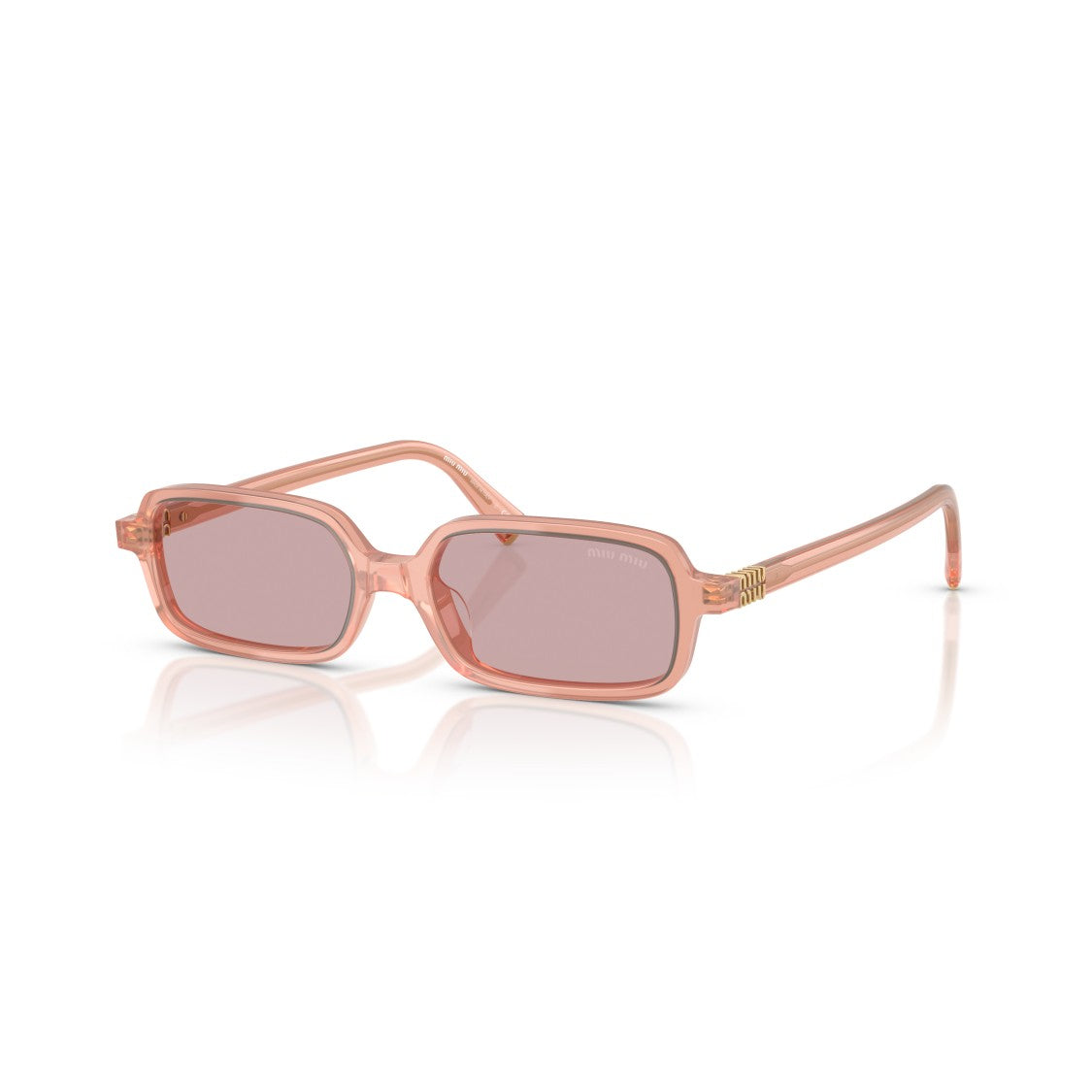 Miu Miu 0Mu 11Zs Translucent Peach Rectangular Sunglasses