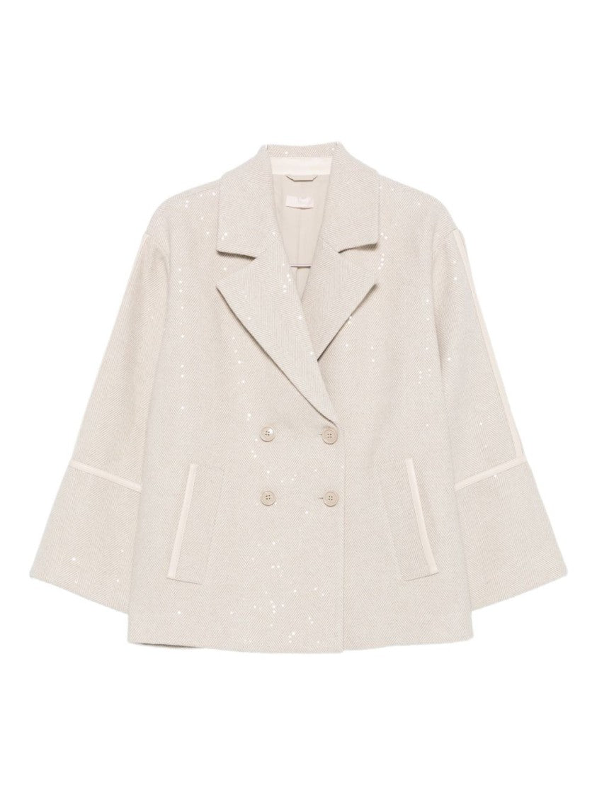 Liu Jo Short Double-Breasted Coat With Wide Lapel