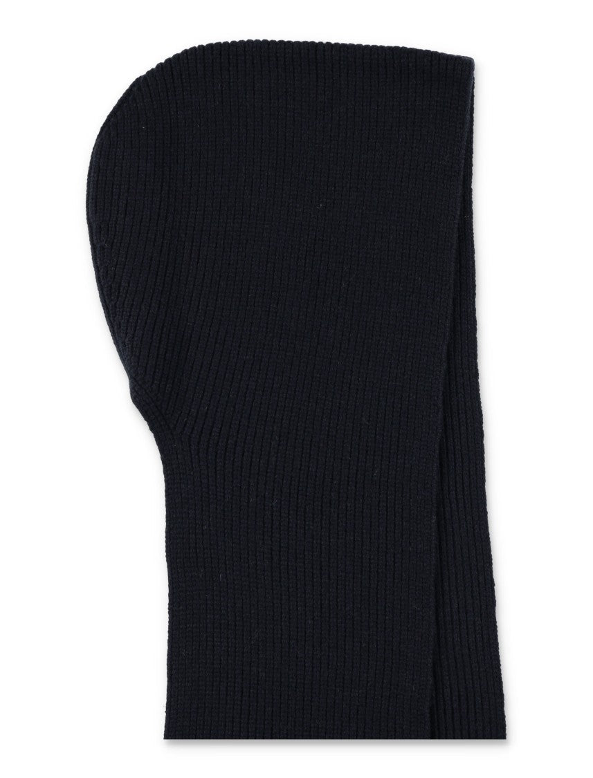 Studio Nicholson Ribbed Knit Hooded Scarf In Soft Merino Wool