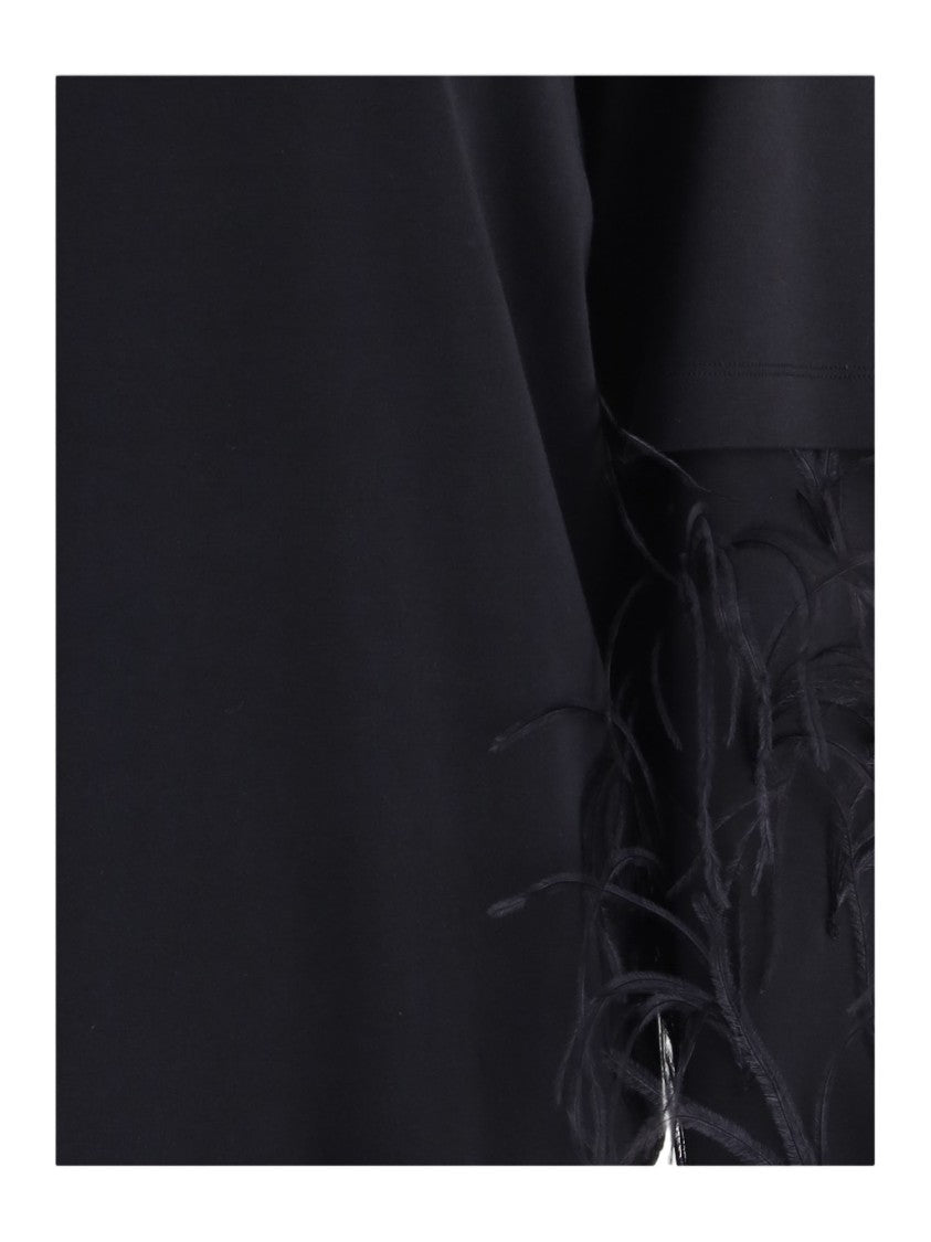 Darkpark Black Feathered Appliqué Cotton Sweatshirt