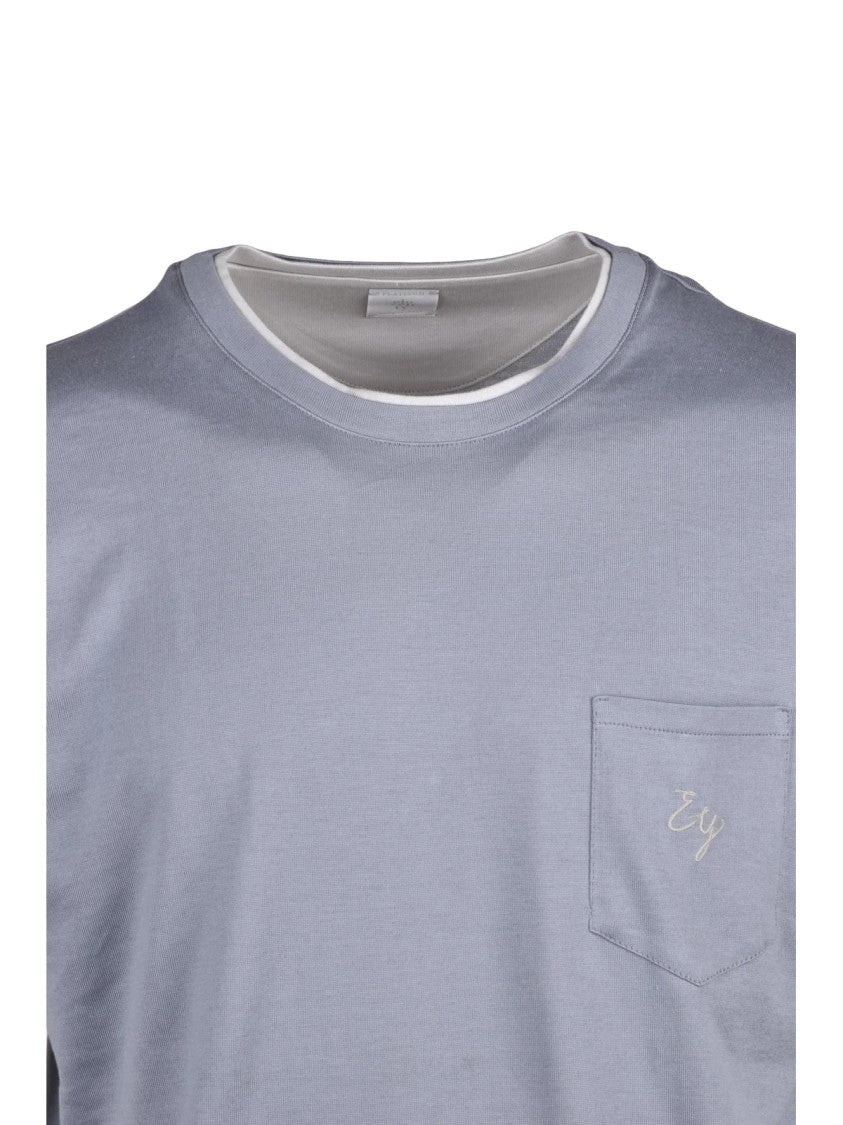 Eleventy Grey Classic Round Neckline Cotton T-Shirt