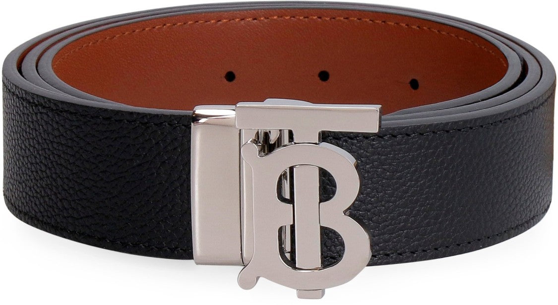 Burberry Textured Finish Calfskin Leather Belt