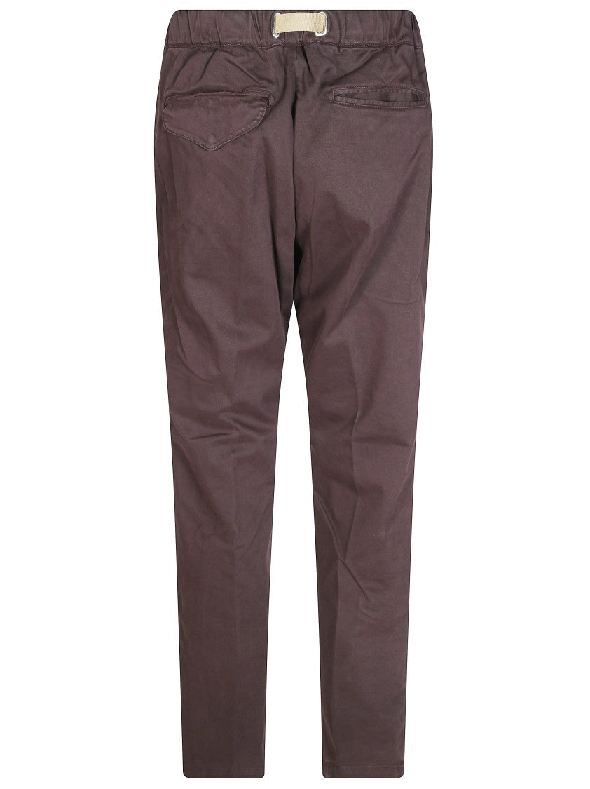 White Sand Straight-Leg Gabardine Drawstring Trousers