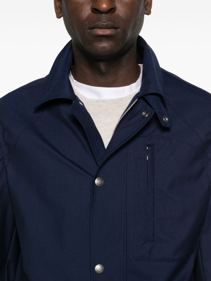 Brunello Cucinelli Blue Technical Cotton Gabardine Jacket