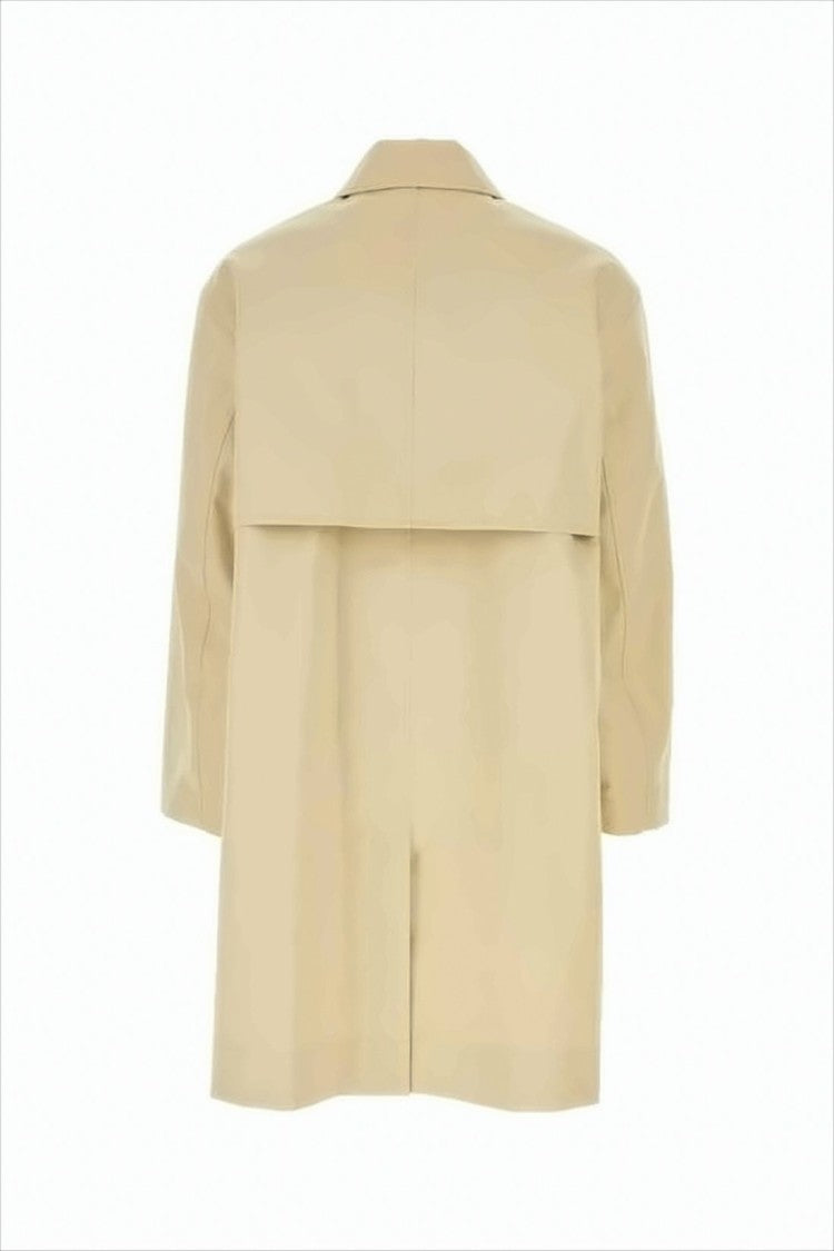 Ami Beige Short-Sleeve Coat With Classic Collar