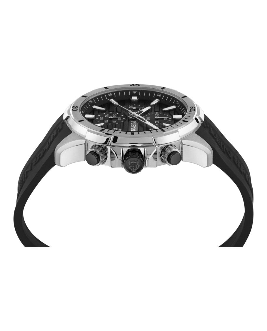 Plein Sport Chronograph Watch With Black Enamel Dial And Stainless Steel Case