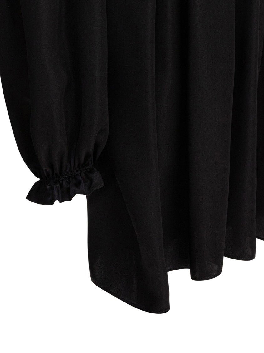 Balenciaga Black Silk Lace-Up Blouse