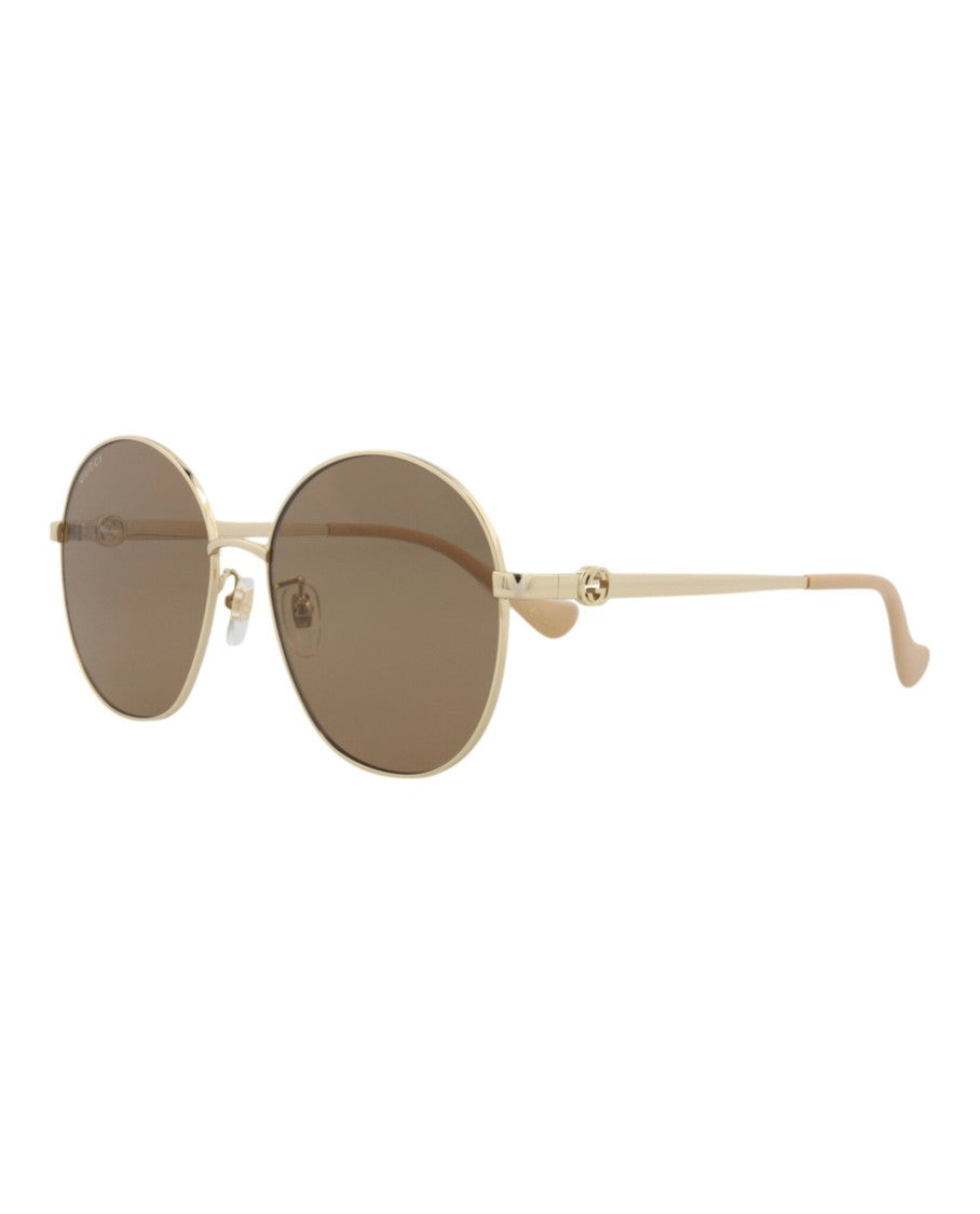 Gucci Round-Frame Metal Sunglasses