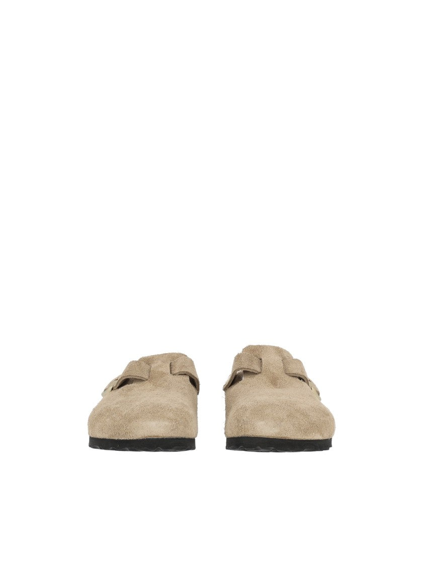 Birkenstock Taupe Boston Exq Suede Narrow-Fit Sandals
