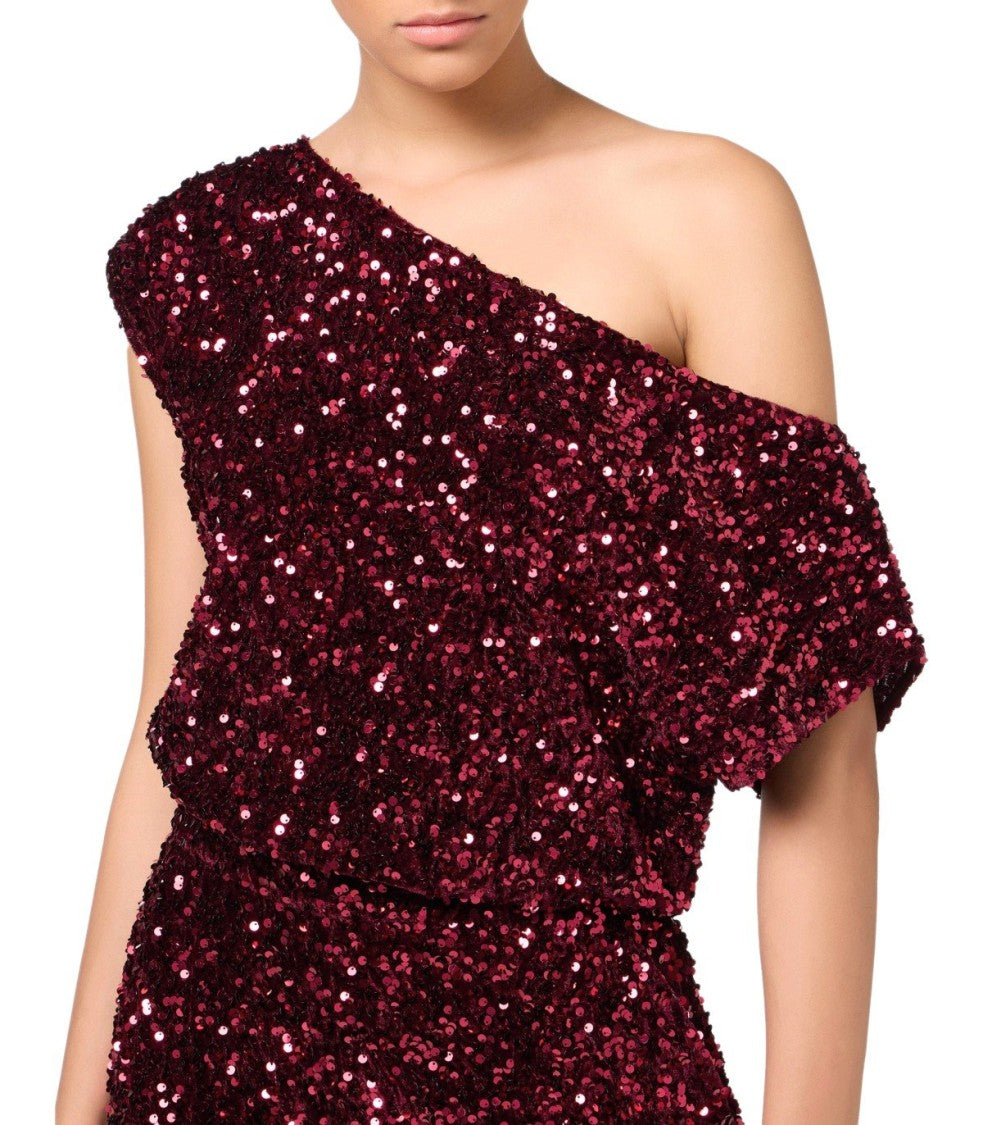 Elisabetta Franchi Rouge Noir Jumpsuit With Sequins