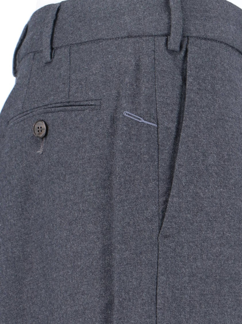 Cruna Mid-Rise Grey Wool Trousers With Tailored Finish