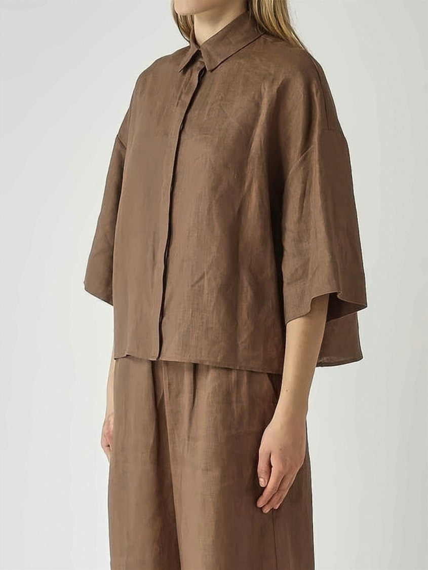 Max Mara Mmlrito Classic Collar Flared Linen Shirt