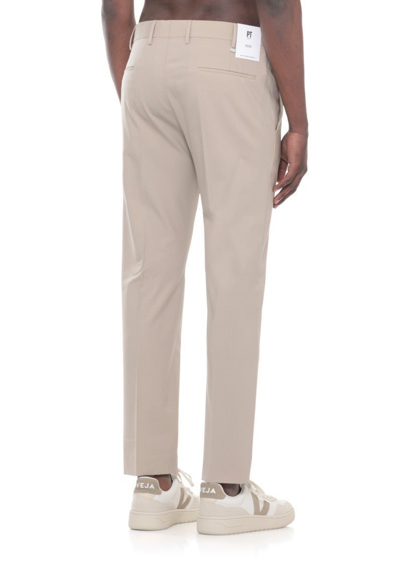 Pt Torino Beige Wool Straight-Leg Pants