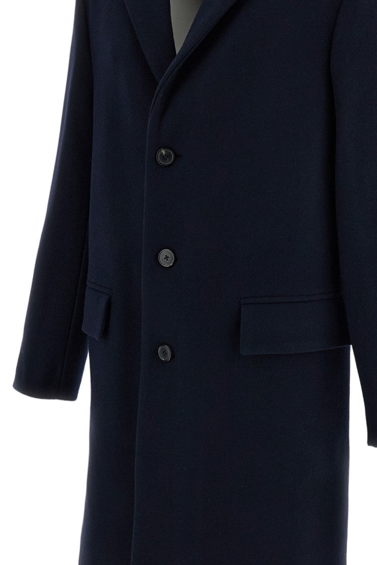 Dries Van Noten Navy Structured Peak-Lapel Wool-Blend Coat
