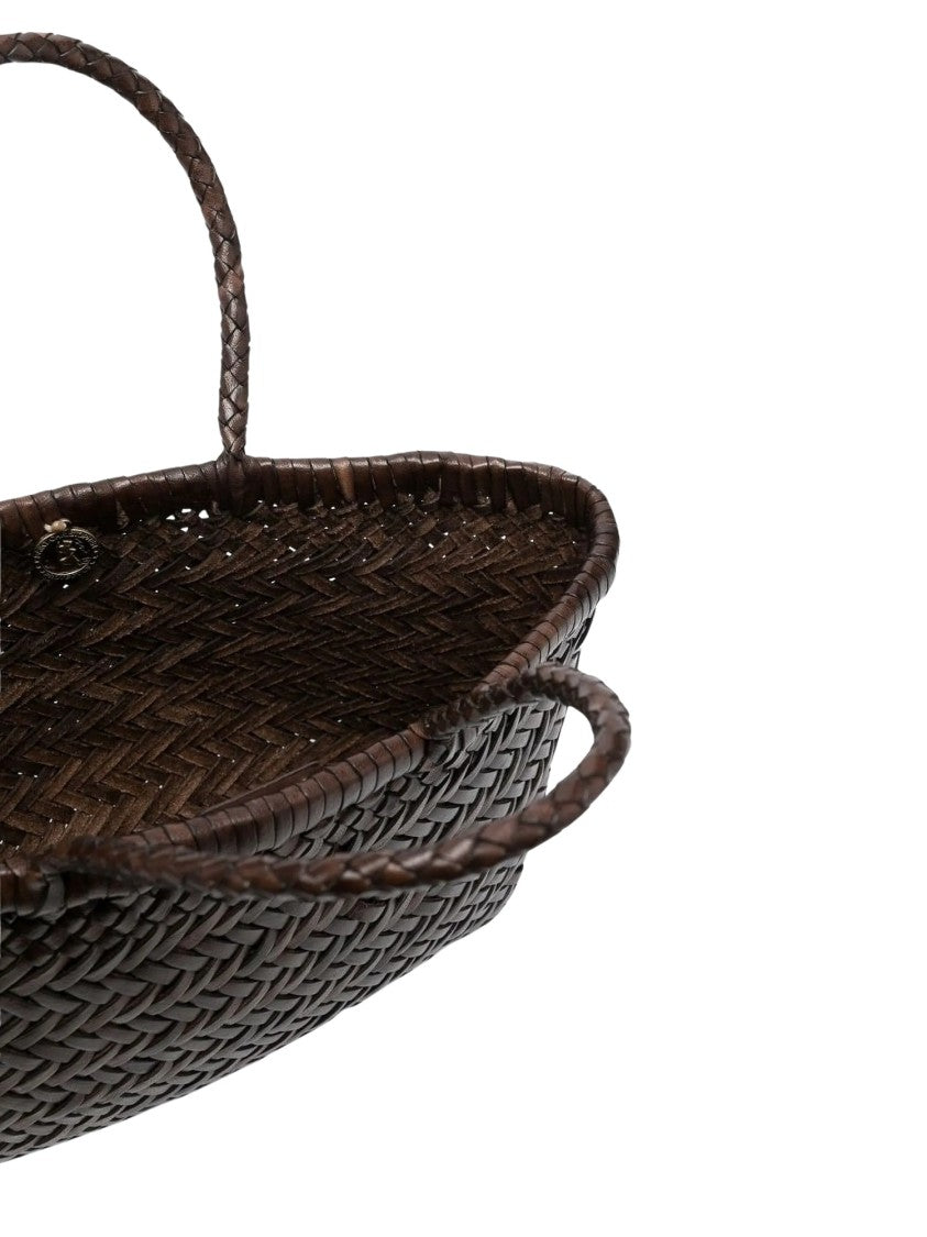 Dragon Diffusion Herringbone-Weave Leather Tote Bag With Braided Handles