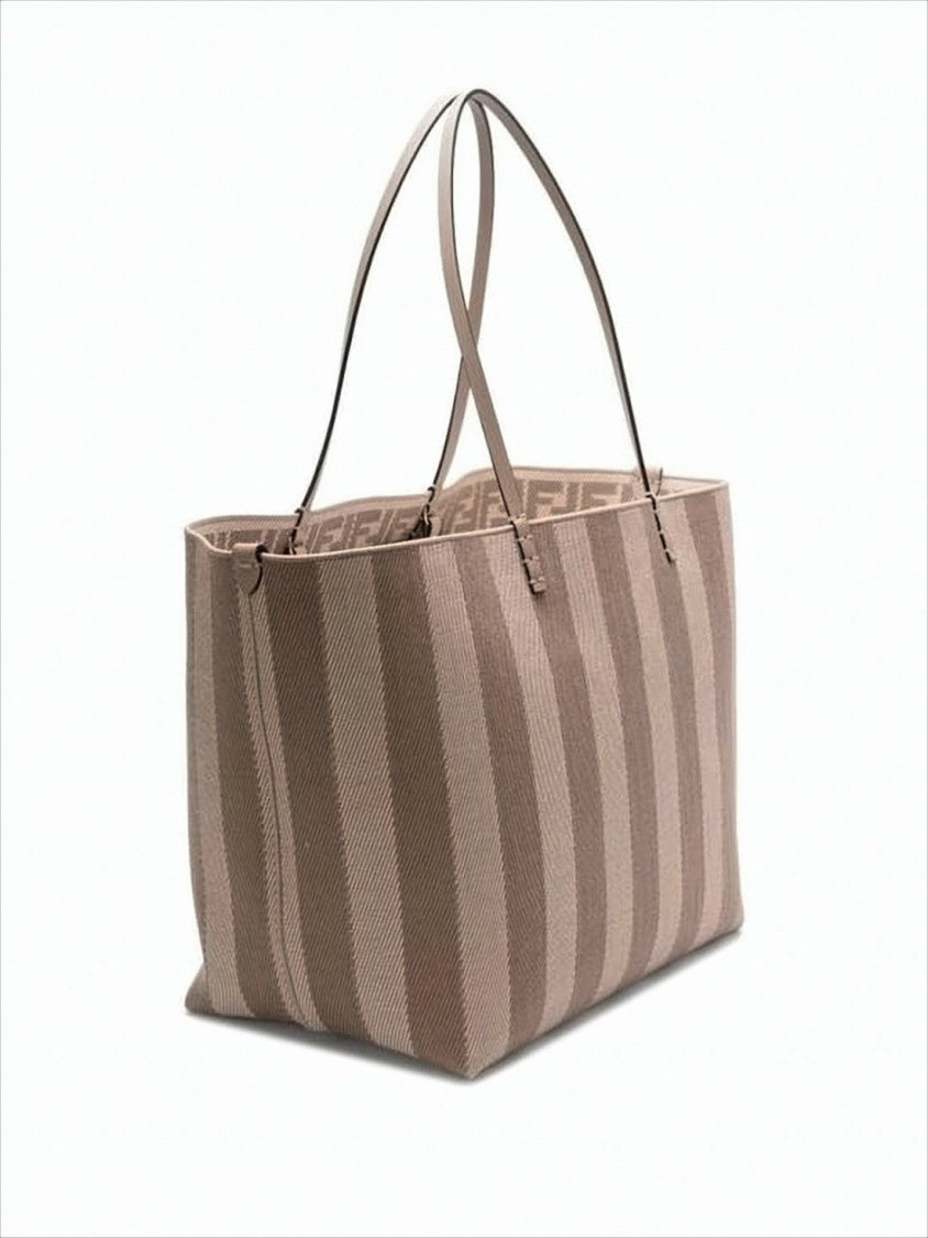 Fendi Vertical Stripe Structured Tote Bag With Monogram Lining