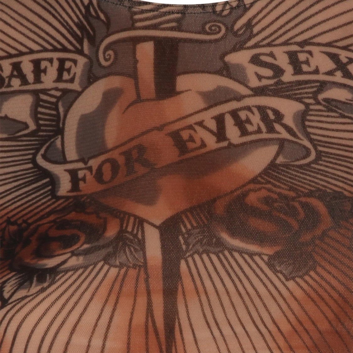 Jean Paul Gaultier Sheer Fitted Top With Tattoo-Inspired Prints