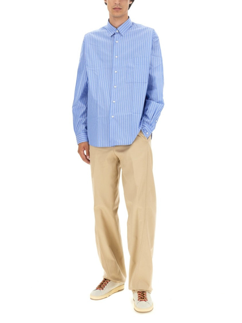 Lanvin Vertical Stripe Oversize Fit Shirt In Cotton