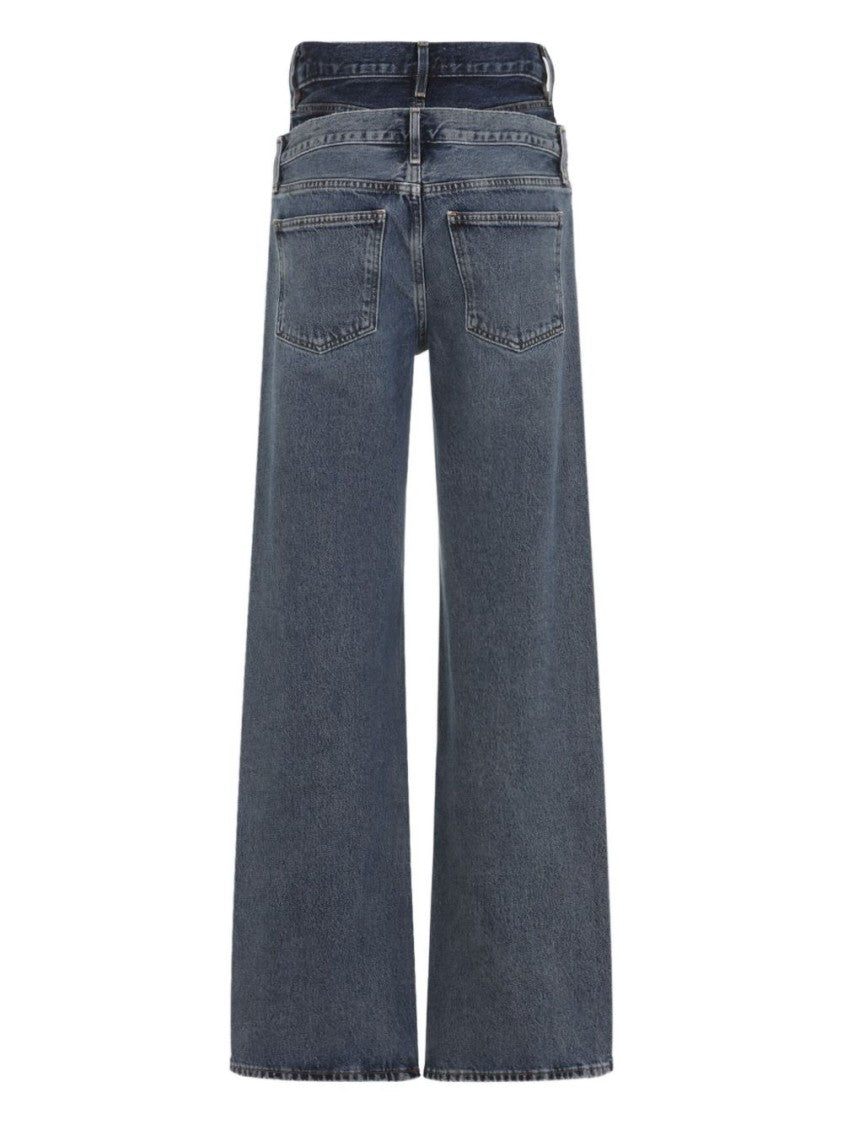 Agolde Relaxed Fit Straight-Leg Dual-Layer Denim Jeans