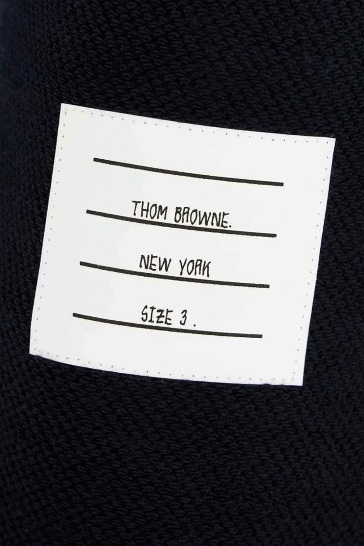 Thom Browne Cropped Black Jogger Pants With Ribbed Details And Drawstring Waistband