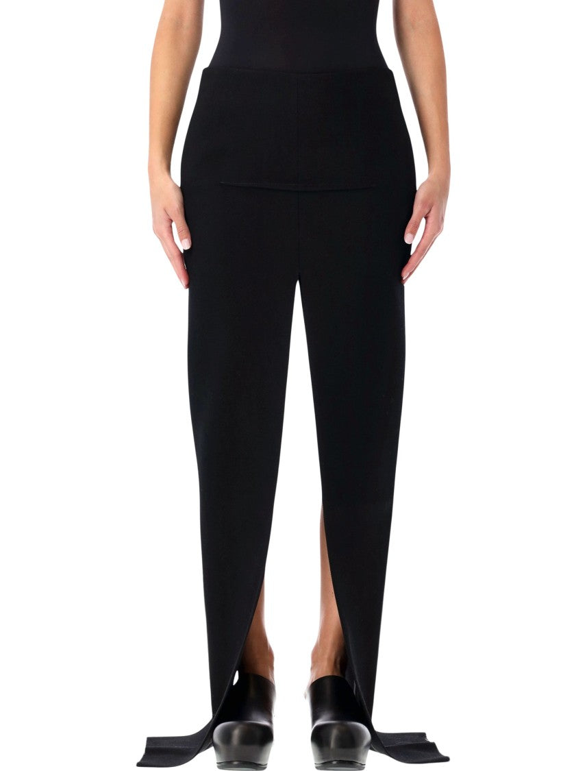 Rick Owens Fitted Black Stretch Wool Skirt