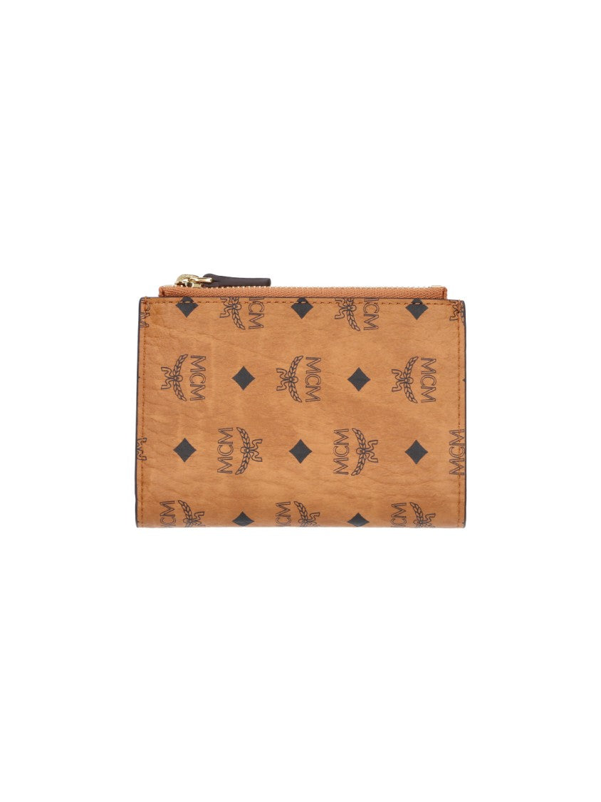 Mcm Brown Visetos Eco-Leather Zip Wallet