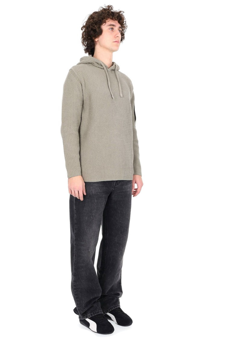 C.P. Company Textured Chunky Knit Hoodie With Drawstring Hood