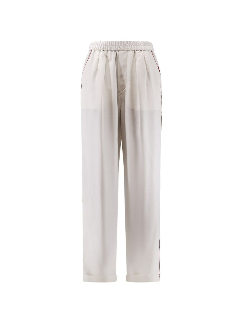 Tom Ford Beige Piped Trim Wide-Leg Pants