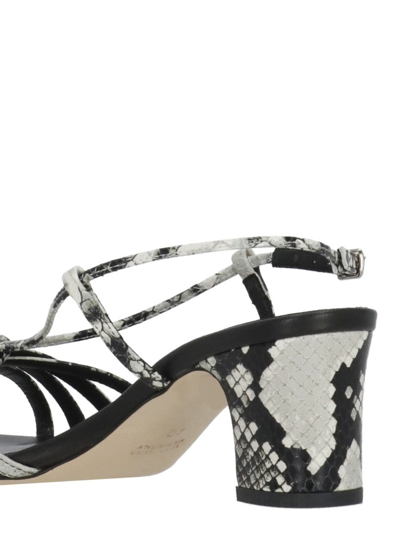 Juilie Dee Black Snake Print Wide Heel Sandals