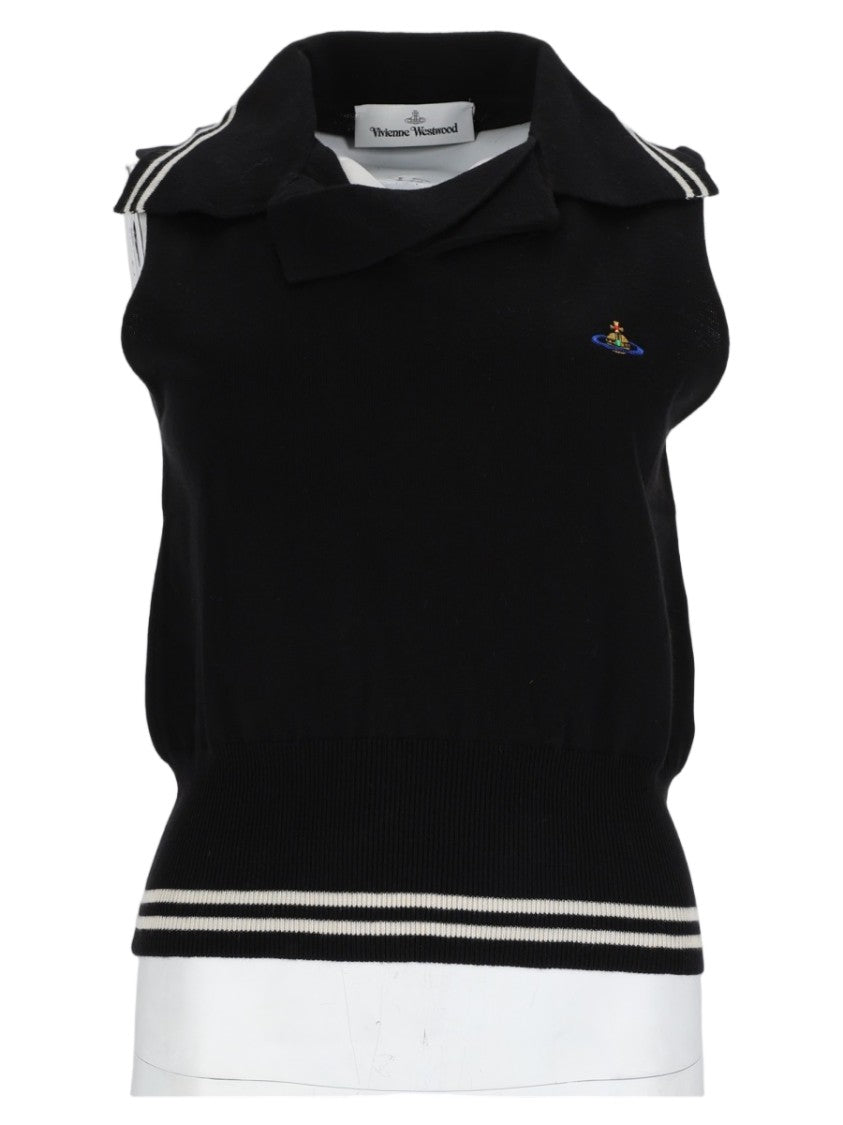 Vivienne Westwood Black Striped Cotton-Cashmere Knit Top