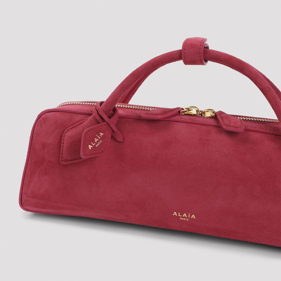 Alaïa Framboise Goat Leather Teckel Suede Clutch Shoulder Bag
