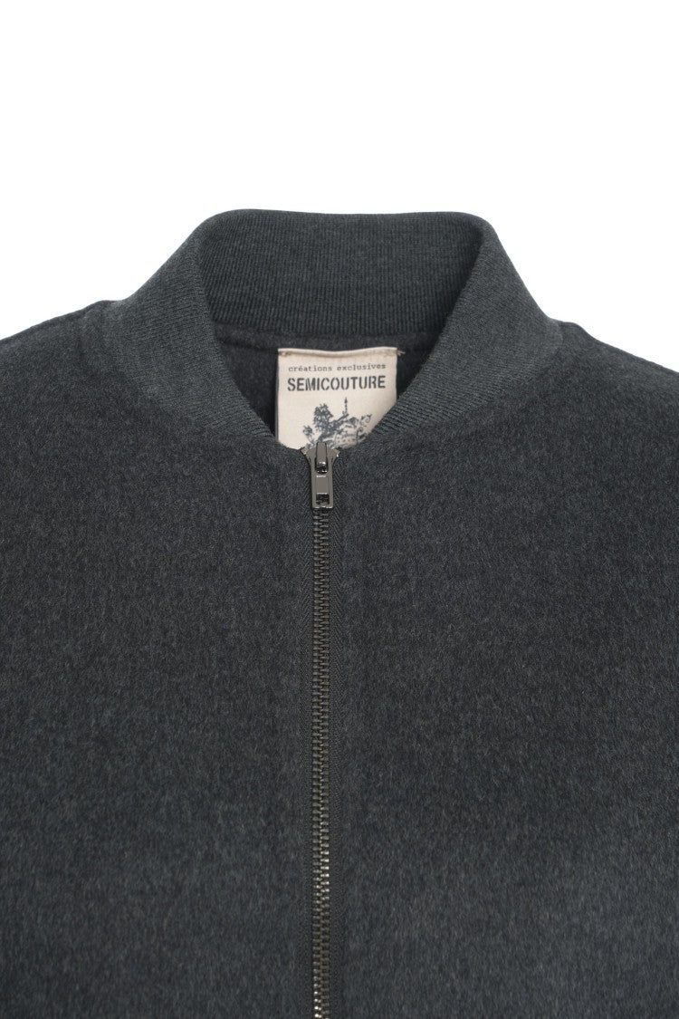 Semi Couture Textured Wool Oversized Bomber Jacket