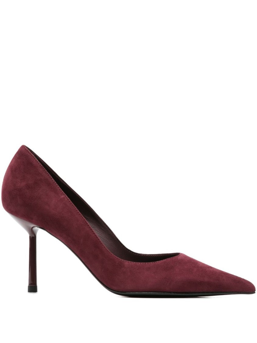 Le Silla Pointed-Toe Mid-Height Heel Pumps In Deep Burgundy
