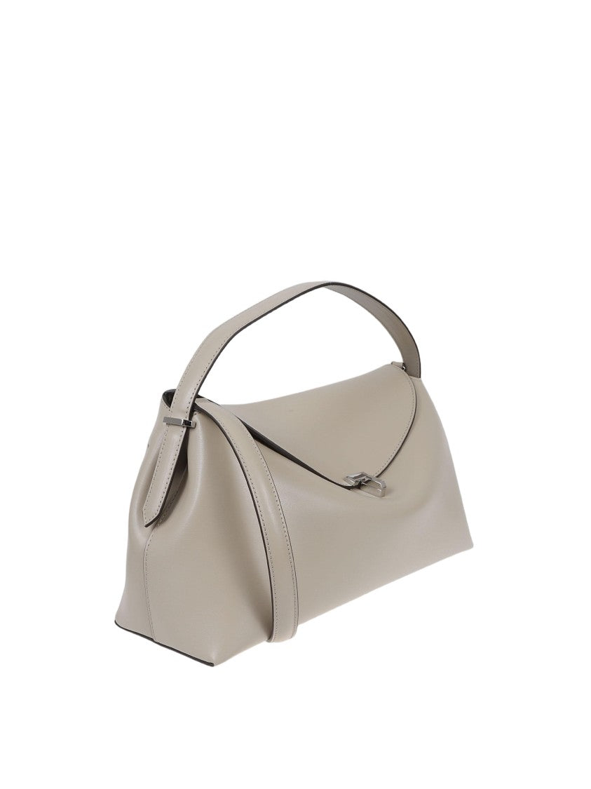 Totême T-Lock Top Handle Handbag In Rich Brown Leather