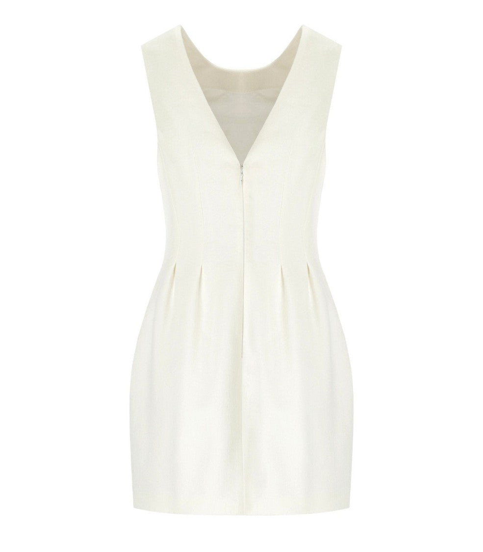 Elisabetta Franchi Ivory Linen Blend Dress