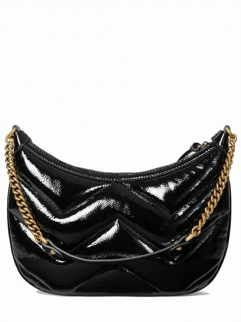 Gucci Chevron Quilted Leather Shoulder Bag With Gold-Tone Chain Strap