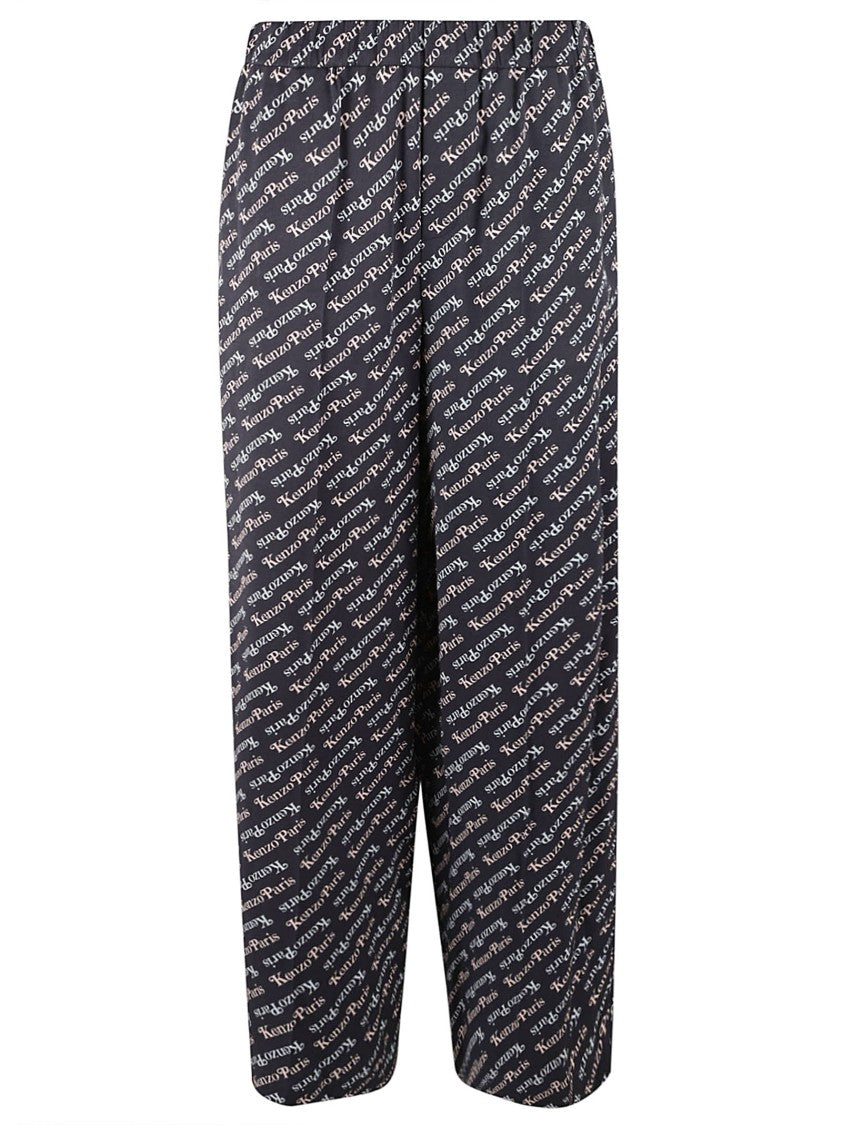 Kenzo Wide Leg Trousers With All-Over Logo Print