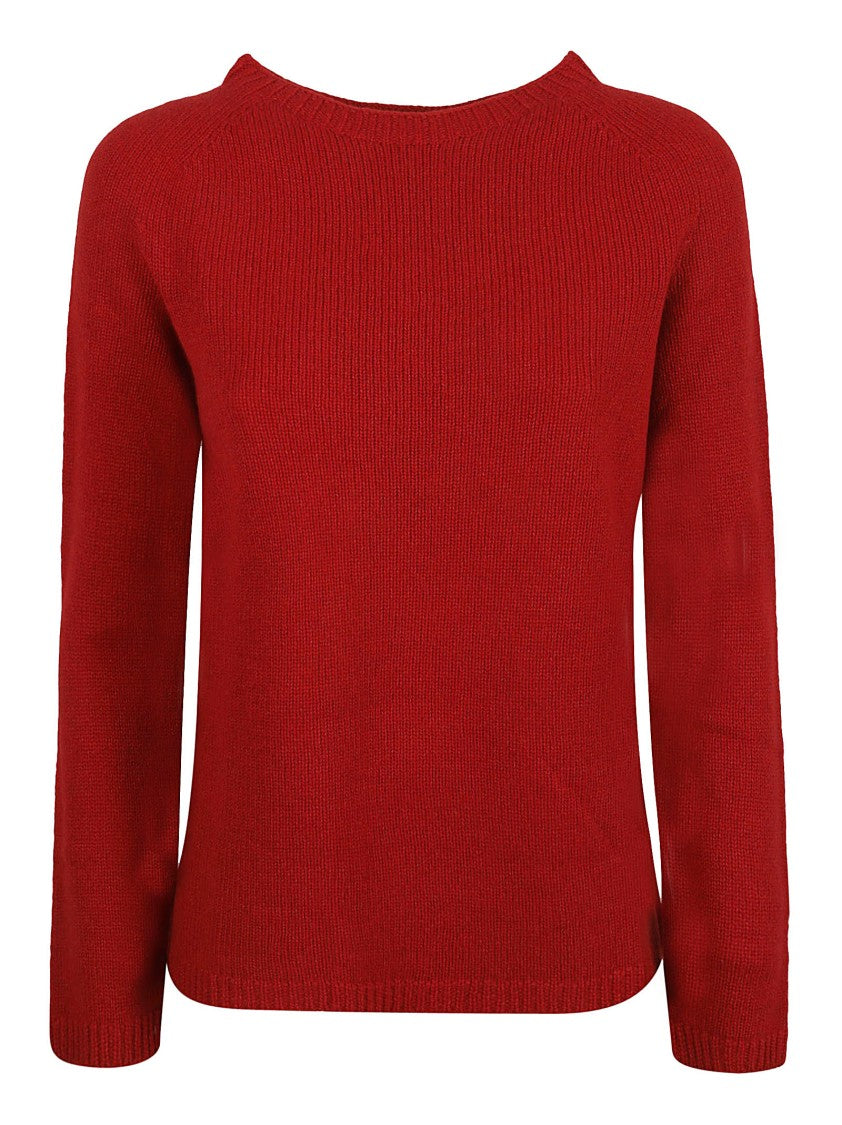 Max Mara Red Knit Sweater With Classic Crew Neck